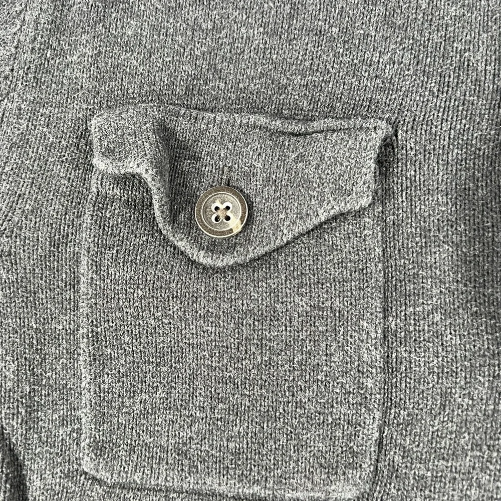 Banana Republic Sweater Mens Large Gray Long Sleeve Mock Neck 1/4 Button Up